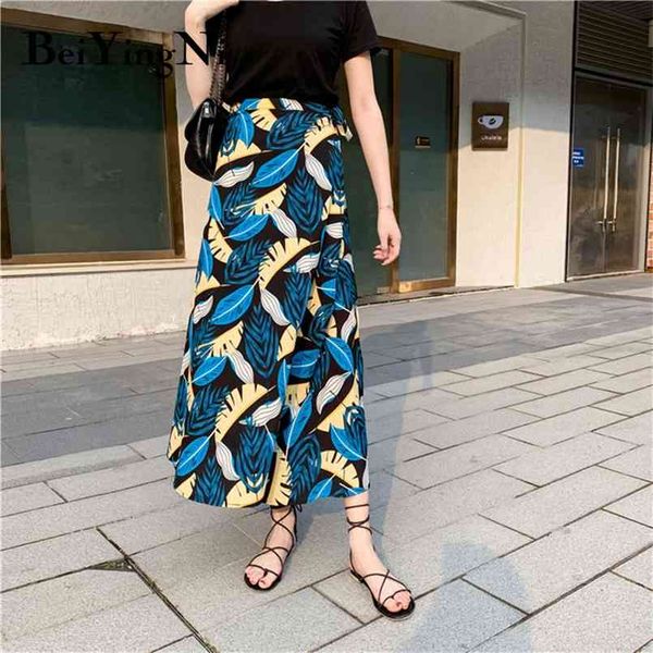 summer womens skirts casual chiffon floral print fashion beach boho midi lace-up one-piece skirt vintage korean faldas 210506, Black